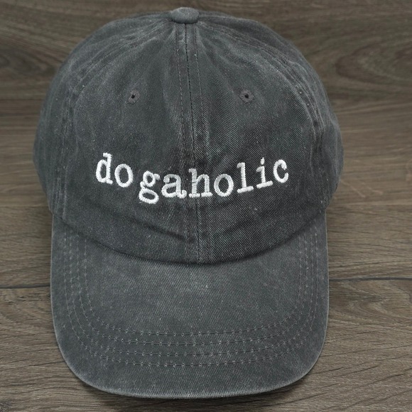 Other - Dogaholic Hat Cap Strap Back Gray Mens Embroidered Dog Lover Gift Adjustable Hat